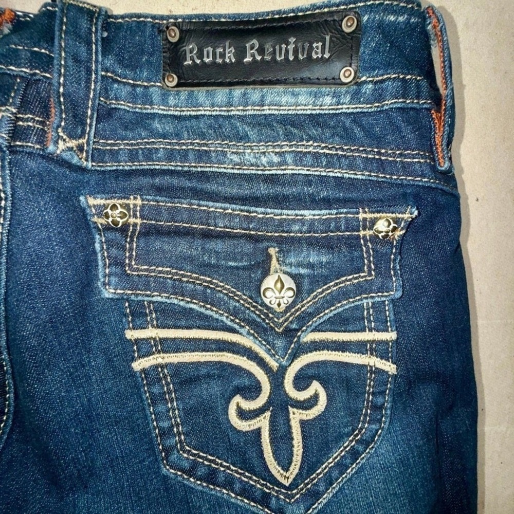 Rock Revival Gwen Easy Boot Jeans Women's Size 31 Dark Wash Embellished